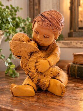 Vintage 1979 Abbey Press Child Holding Baby Sibling Figurine